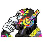 Load image into Gallery viewer, Cool Chimpanzee wearing headphones