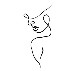 Double Up Woman Side Profile Line Art