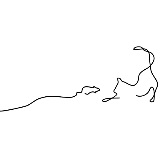 Cat & Mouse Line Art